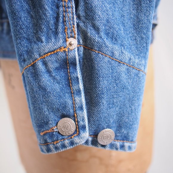 vtg 90s RALPH LAUREN Polo Jeans Co Blue Denim Jacket Corduroy Collar Mens L EUC - Picture 9 of 11